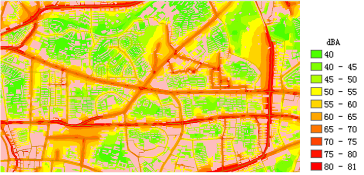 廣州市環市東路東風路區域交通噪聲地圖