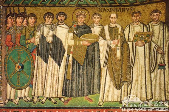 查士丁尼皇帝和隨從官員鑲嵌畫