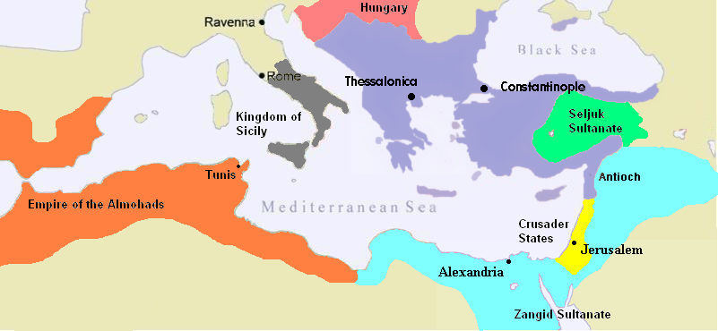 1180年曼努埃爾一世去世時的拜占廷帝國