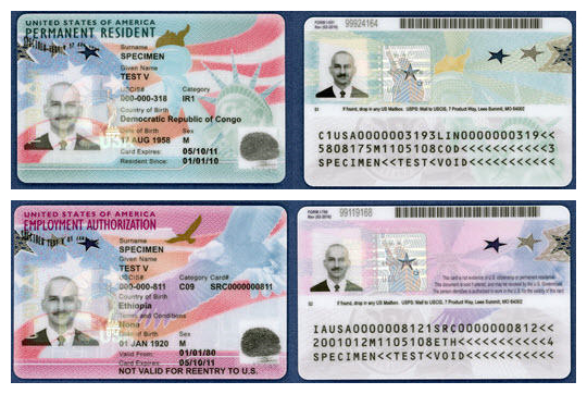 正在更換中的新版美國綠卡和工卡