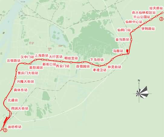南京捷運2號線線路圖