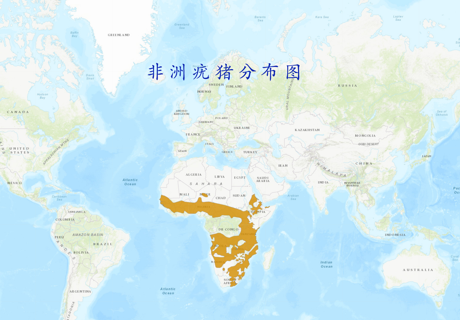 非洲疣豬分布圖