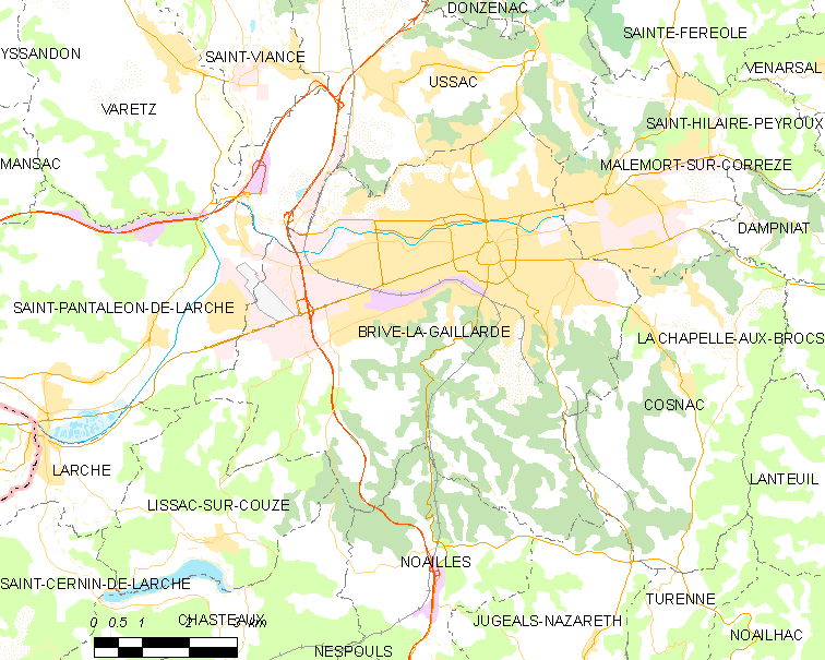 布里夫拉蓋亞爾德市區地圖