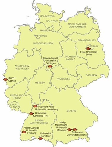 德國精英大學分布圖，位列巴登州4所之一