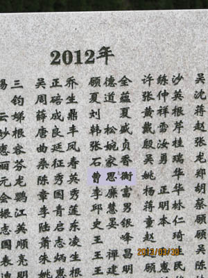 2012年上海市遺體捐獻名單