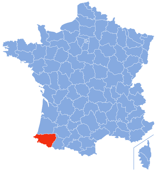 庇里牛斯-大西洋省在法國的位置