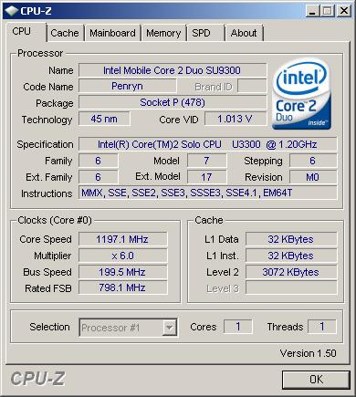 SU9300的CPU-Z截圖
