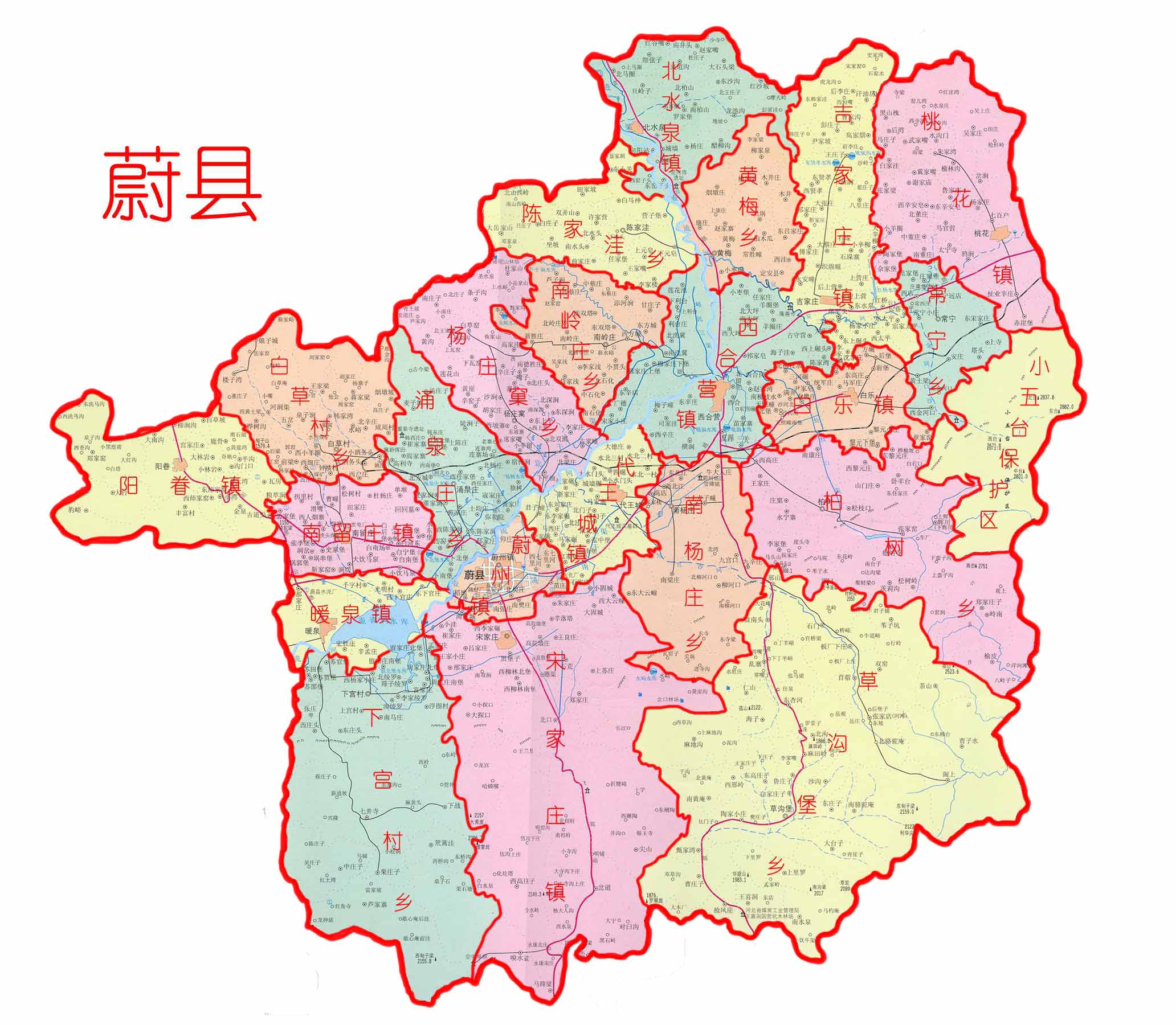 蔚縣行政圖