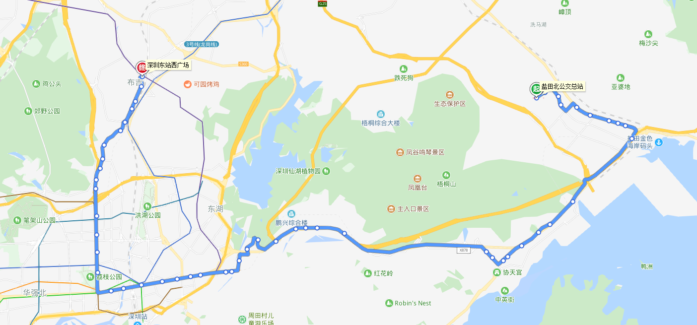 深圳公交85路上行線路走向圖