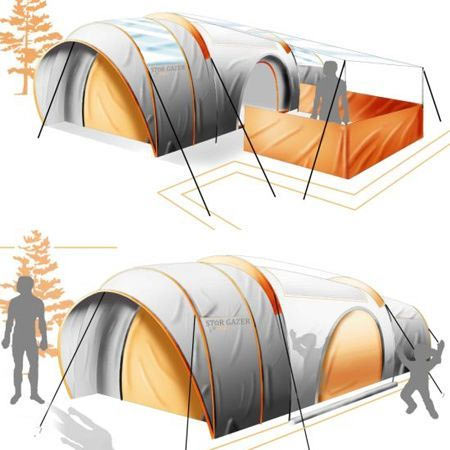 帳篷(撐在地上遮蔽風雨﹑日光並供臨時居住的棚子)