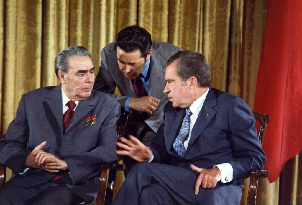 列昂尼德·勃列日涅夫與理察·尼克森在1973年於華盛頓的會談