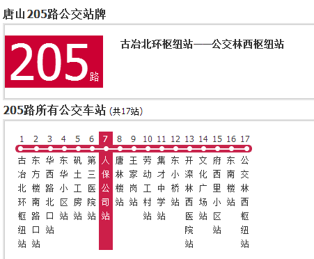 唐山公交205路 唐山公交205路