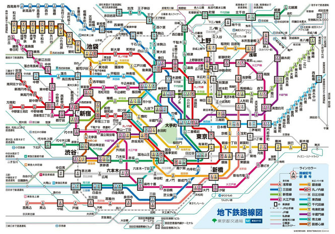 東京捷運(東京的捷運系統，包含2間公司的線路)