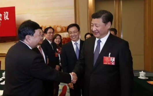 國家主席習近平接見上海代表團朱雪芹（左起數第四）等代表