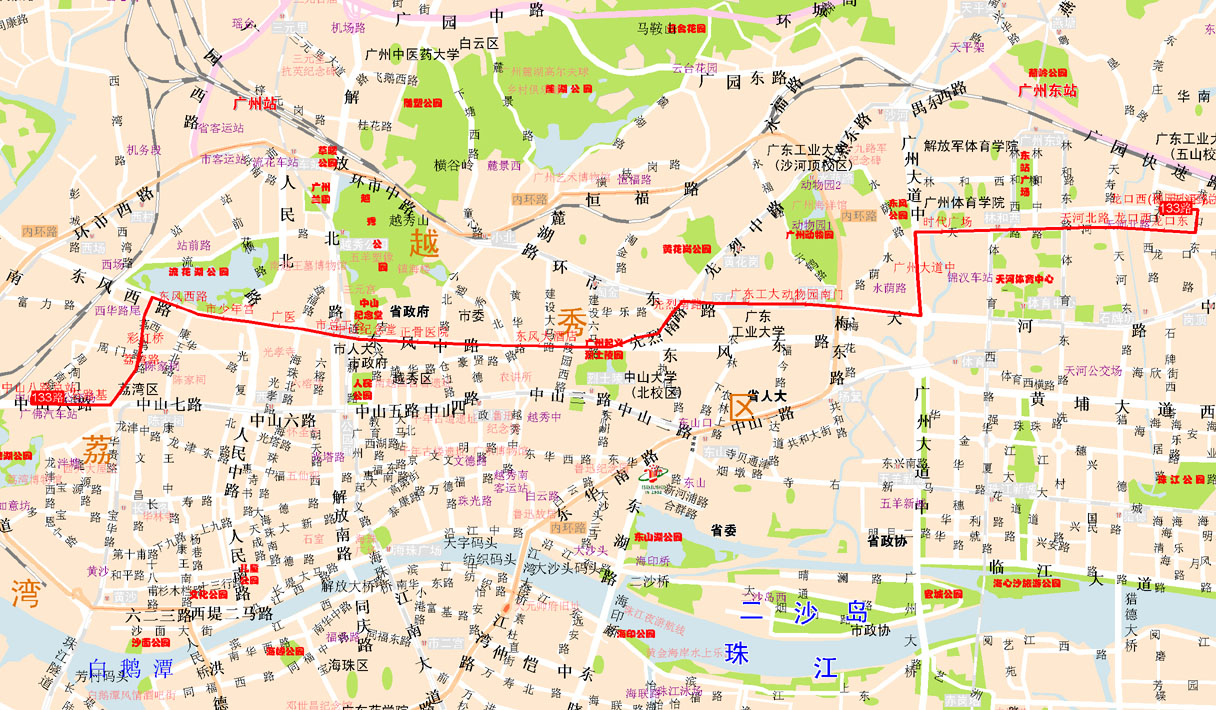 廣州公交133路線路圖