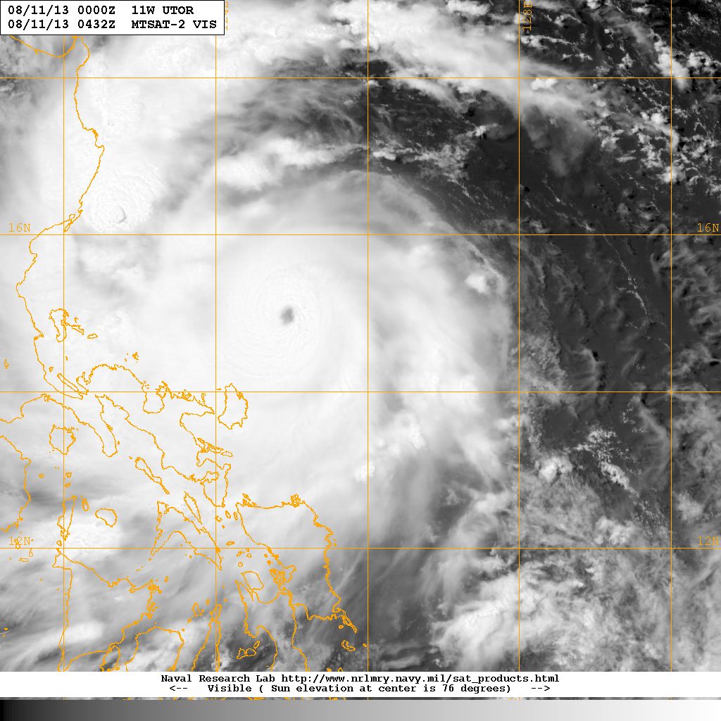 颱風尤特第一次巔峰衛星雲圖