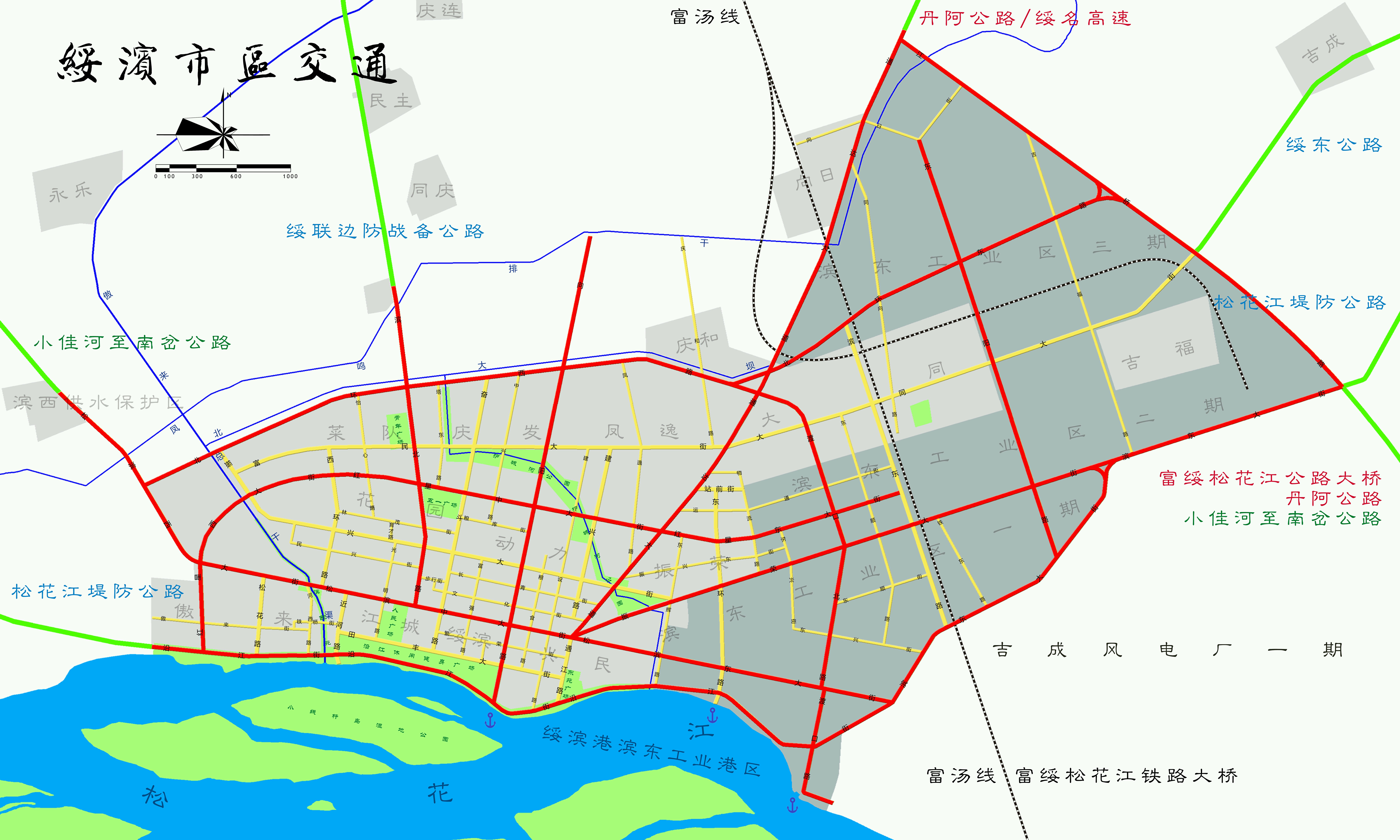綏濱市區交通圖