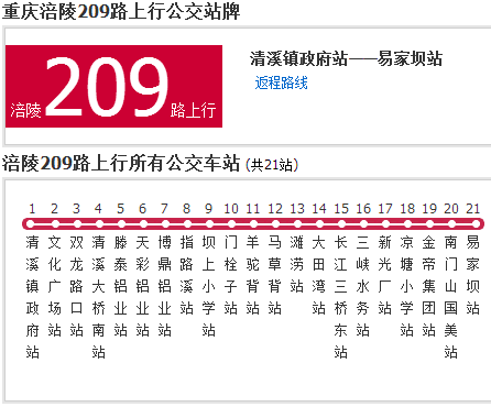 涪陵公交209路 涪陵公交209路