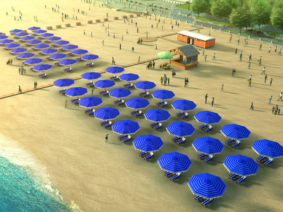東疆灣沙灘遮陽傘