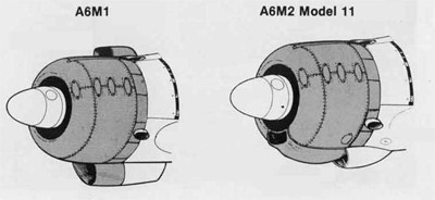 A6M1 與 A6M2 機頭外形對比
