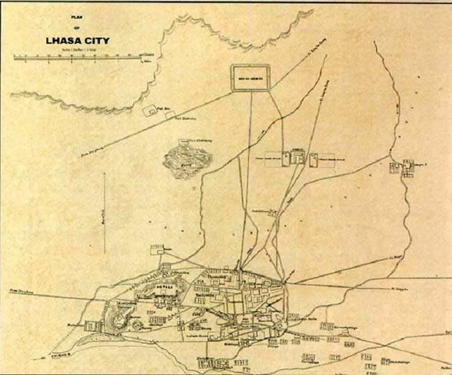 清末西方探險家繪製的拉薩地圖