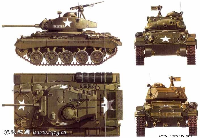 M24霞飛輕型坦克四視圖