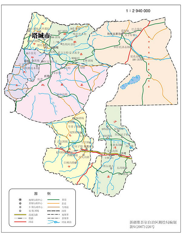 塔城地區行政區域圖