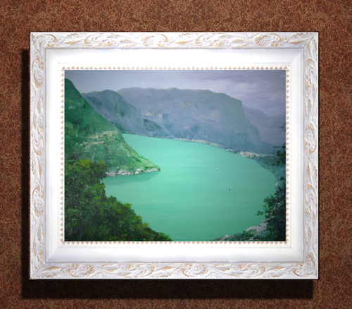 藍麗娜油畫《長江三峽第一灣——明月灣》