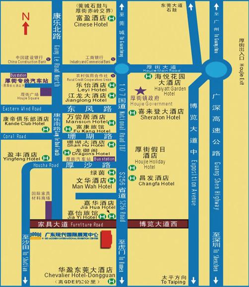 廣東現代國際展覽中心周邊主要酒店分布圖
