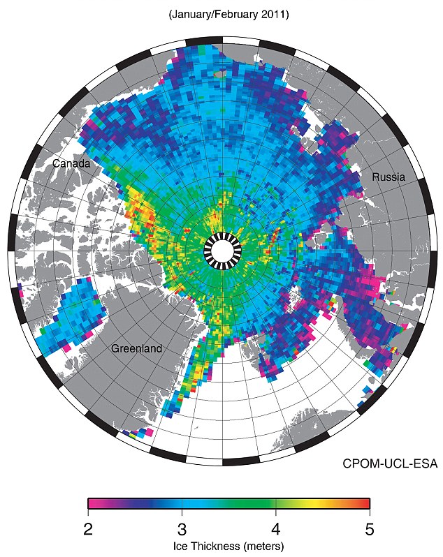 極地冰層厚度圖