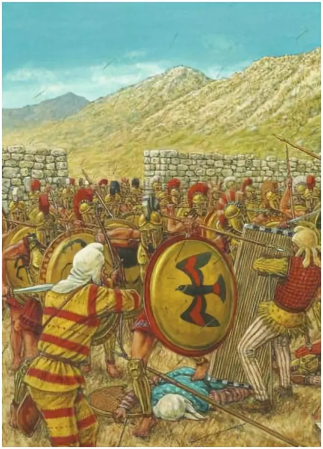衝出城牆與波斯人戰鬥的希臘士兵