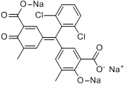 5-[（3-羧基-5-甲基-4-羰基-2,5-環己二烯基-1-亞基）（2,6-二氯苯基）甲基]2-羥基-3-甲基苯甲酸四鈉鹽