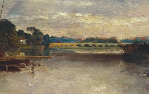 油畫中描繪了泰晤士河的沃爾頓橋