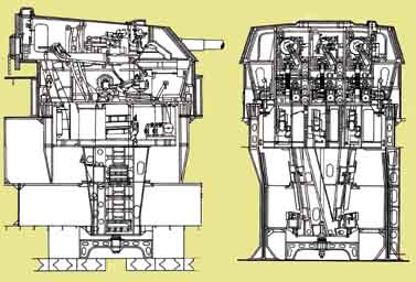 甘古特級戰列艦裝備的三聯裝毫米火炮炮塔剖面圖