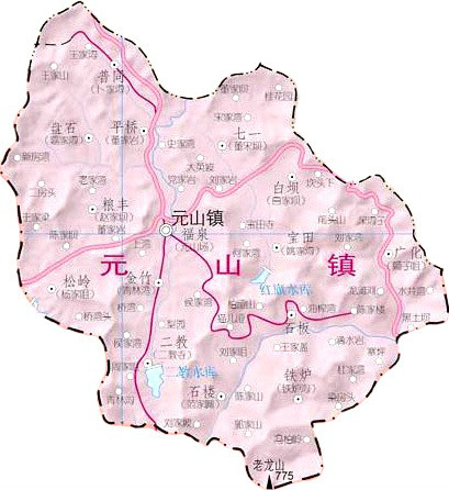 元山鎮行政區域圖（1995年時古鄉併入以前）