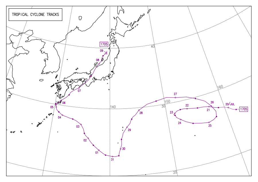 超強颱風奧鹿 路徑圖（JMA）