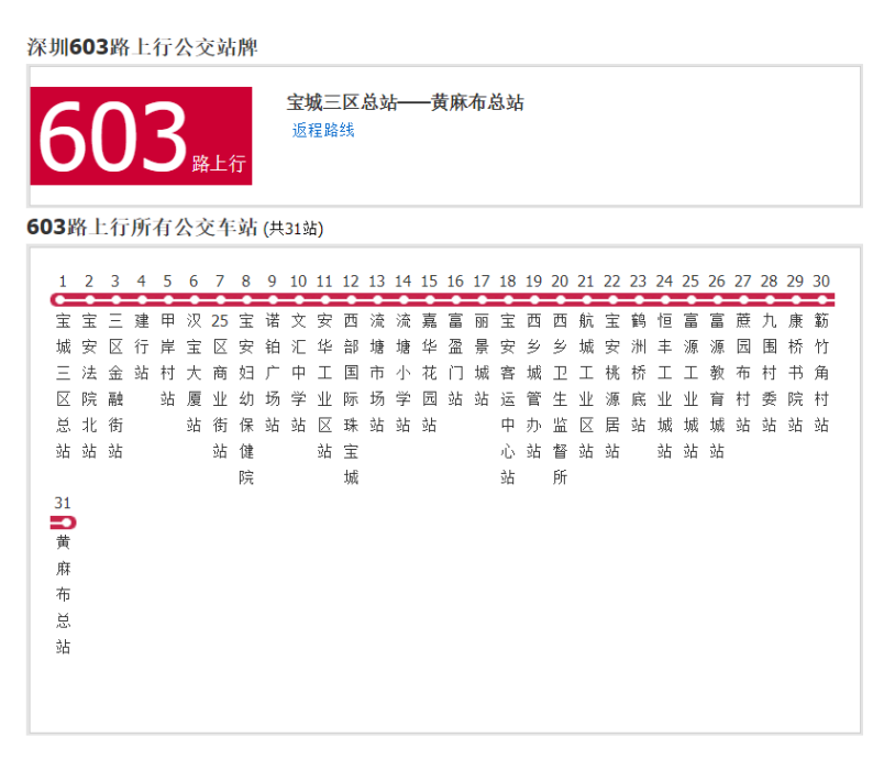 深圳公交603路 深圳公交603路