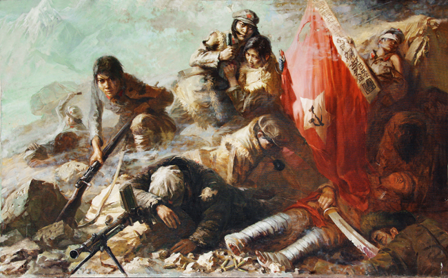 油畫作品《西路軍血戰河西走廊》