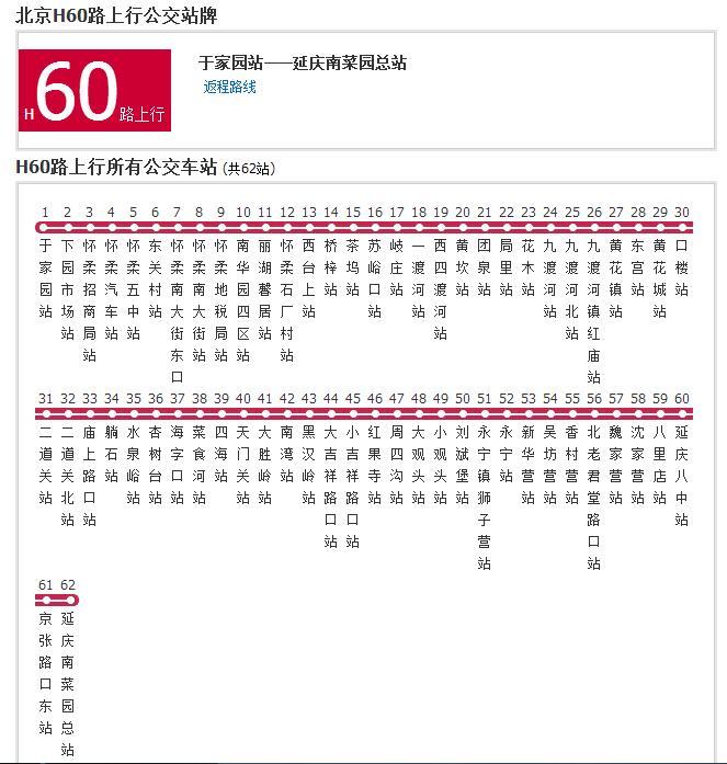 北京公交H60路 北京公交H60路