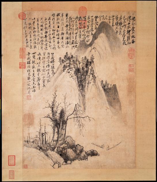 山水圖(明代沈周創作的收藏於台北故宮博物館的繪畫) 山水圖(明代沈周創作的收藏於台北故宮博物館的繪畫)