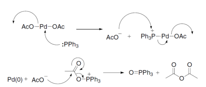 三苯基膦將Pd(OAc)2還原為Pd(0)