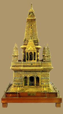 銅雕瑪哈布蒂廟宇模型