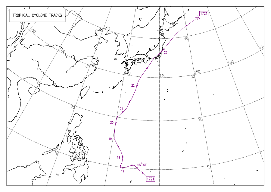 超強颱風蘭恩 路徑圖（JMA）