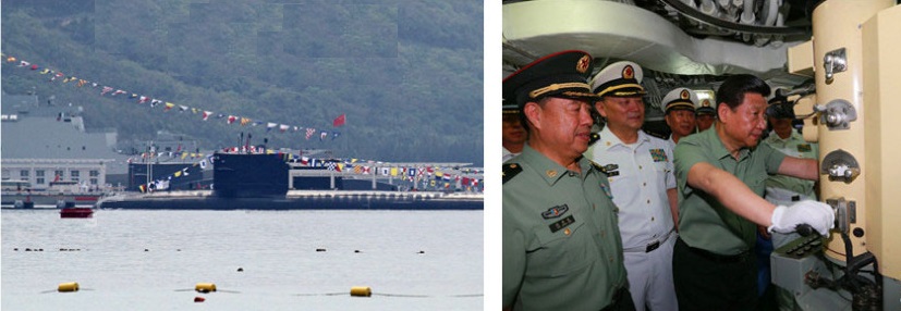 時任中國主席習近平檢閱核潛艇