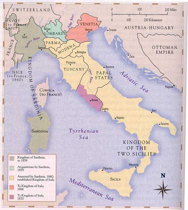 義大利統一運動地圖