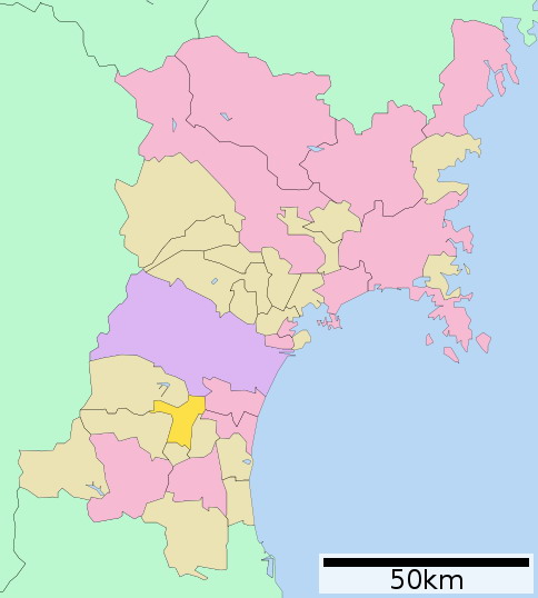 村田町在宮城縣的位置（黃色區域）
