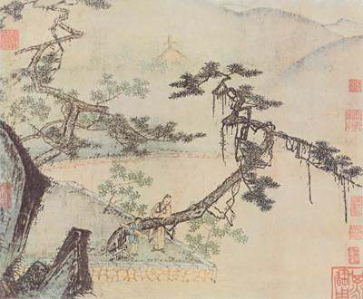 倚松圖(南宋馬遠創作的紙本設色畫)