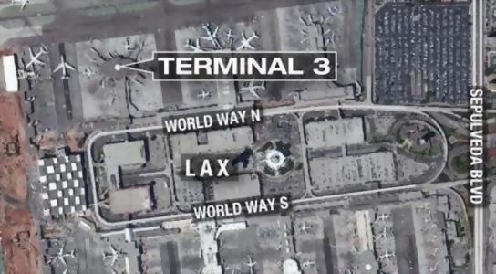 洛杉磯機場槍擊案示意圖