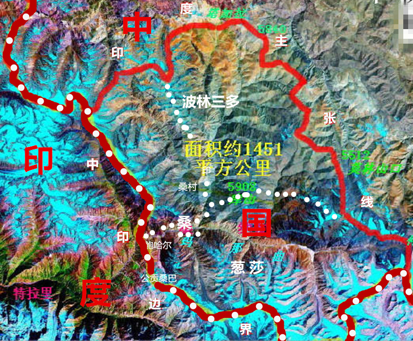 札達縣托林鎮桑、蔥莎、波林三多地區衛星圖