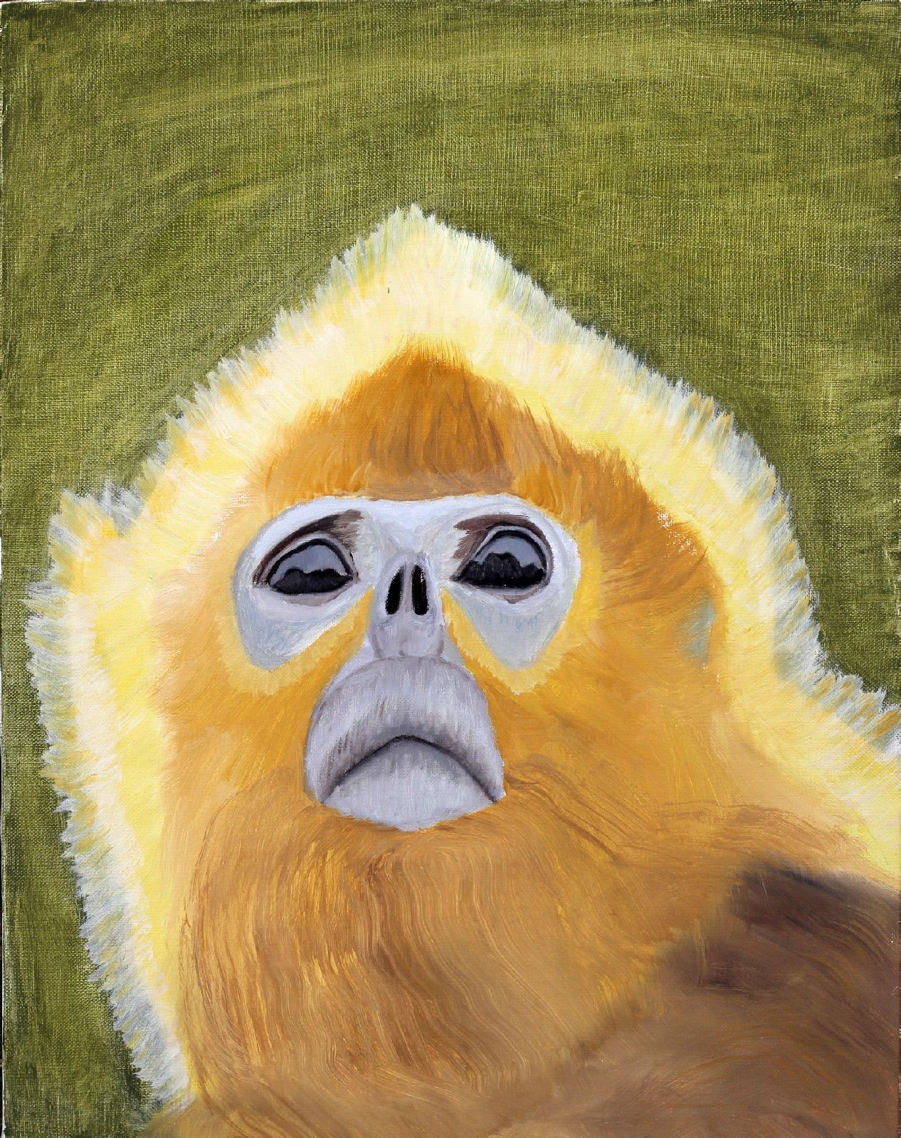 金猴望山（一） 布面油畫  48x61cm  2014